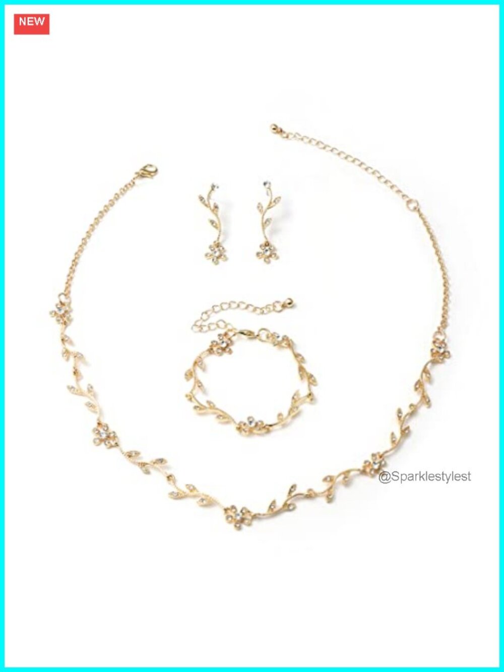 Crystal Rhinestone Jewelry Set Necklace Earrings Bracelet Choker Bridal Wedding